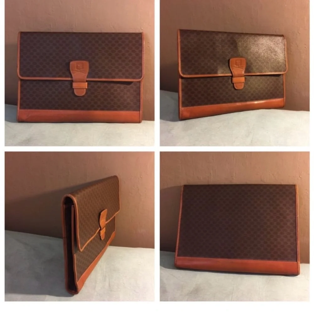 Authentic CELINE Brown Leather Large Clutch Bag - Picture 11 of 11